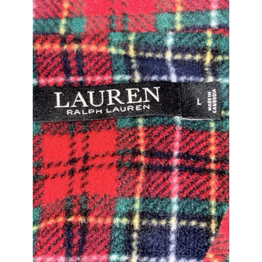 Lauren by Ralph Lauren Women's Red 2-PC Plaid Flannel Pajama Set Size L Crest - Picture 3 of 14